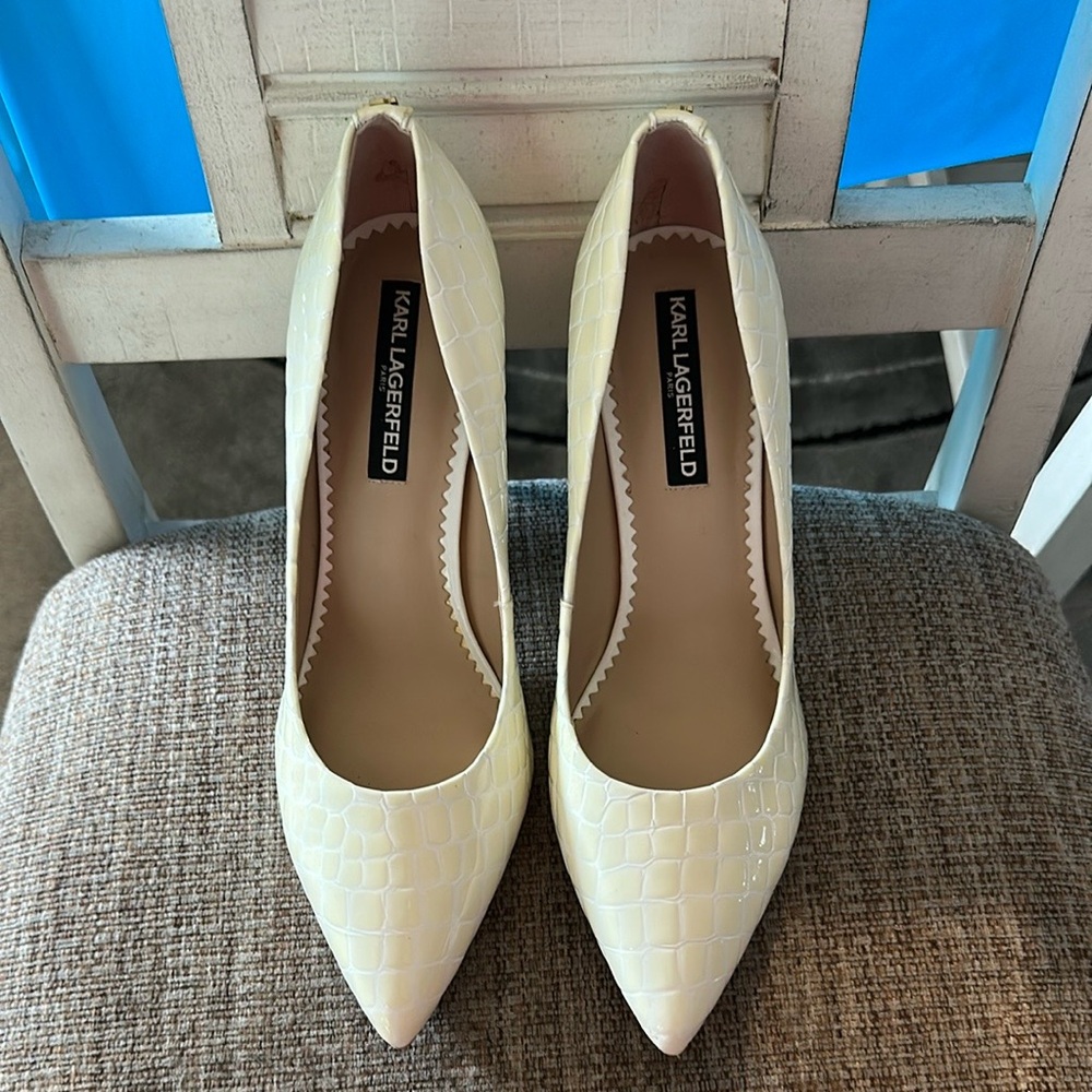 Karl Lagerfeld Croc-Embossed Women's  Stiletto Pumps EUC SZ 10M